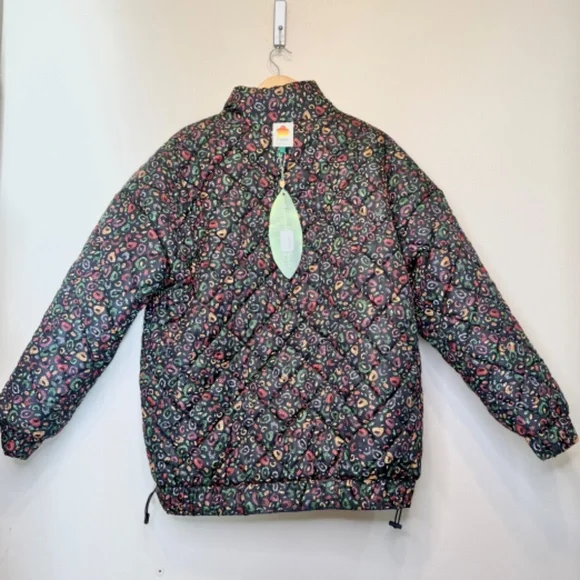 Farm Rio NWT Borogodo Reversible Metallic Quilted Patchwork Puffer Coat Jacket - Picture 8 of 17